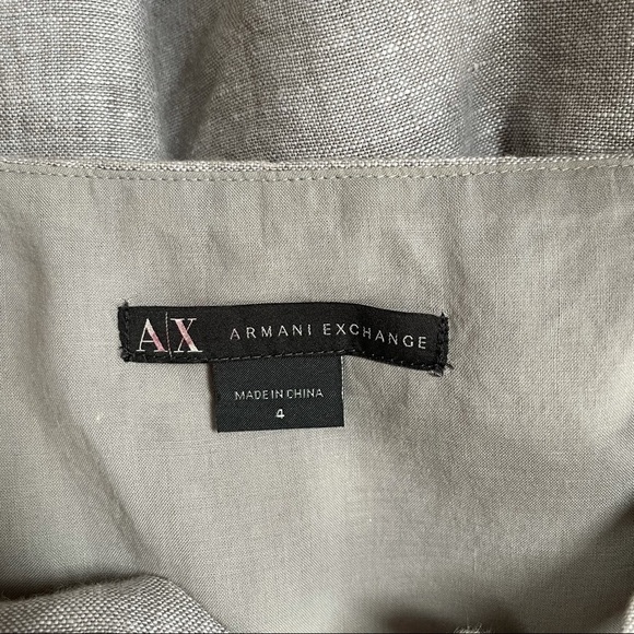 Armani Exchange Grey 100% Linen Front Zip Dress Size 4 - Picture 9 of 10